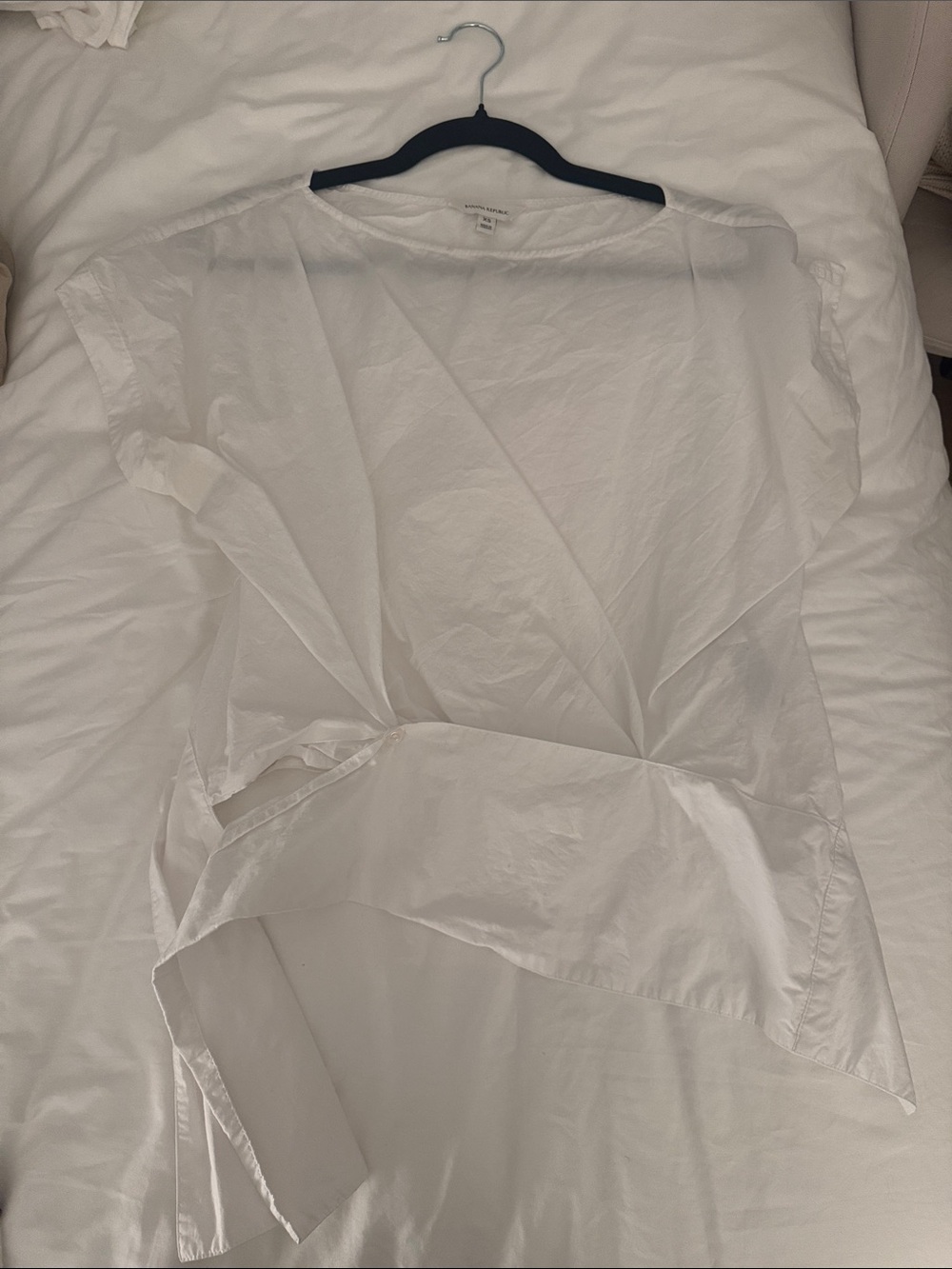 Banana Republic White Asymmetric Tie-Front Blouse